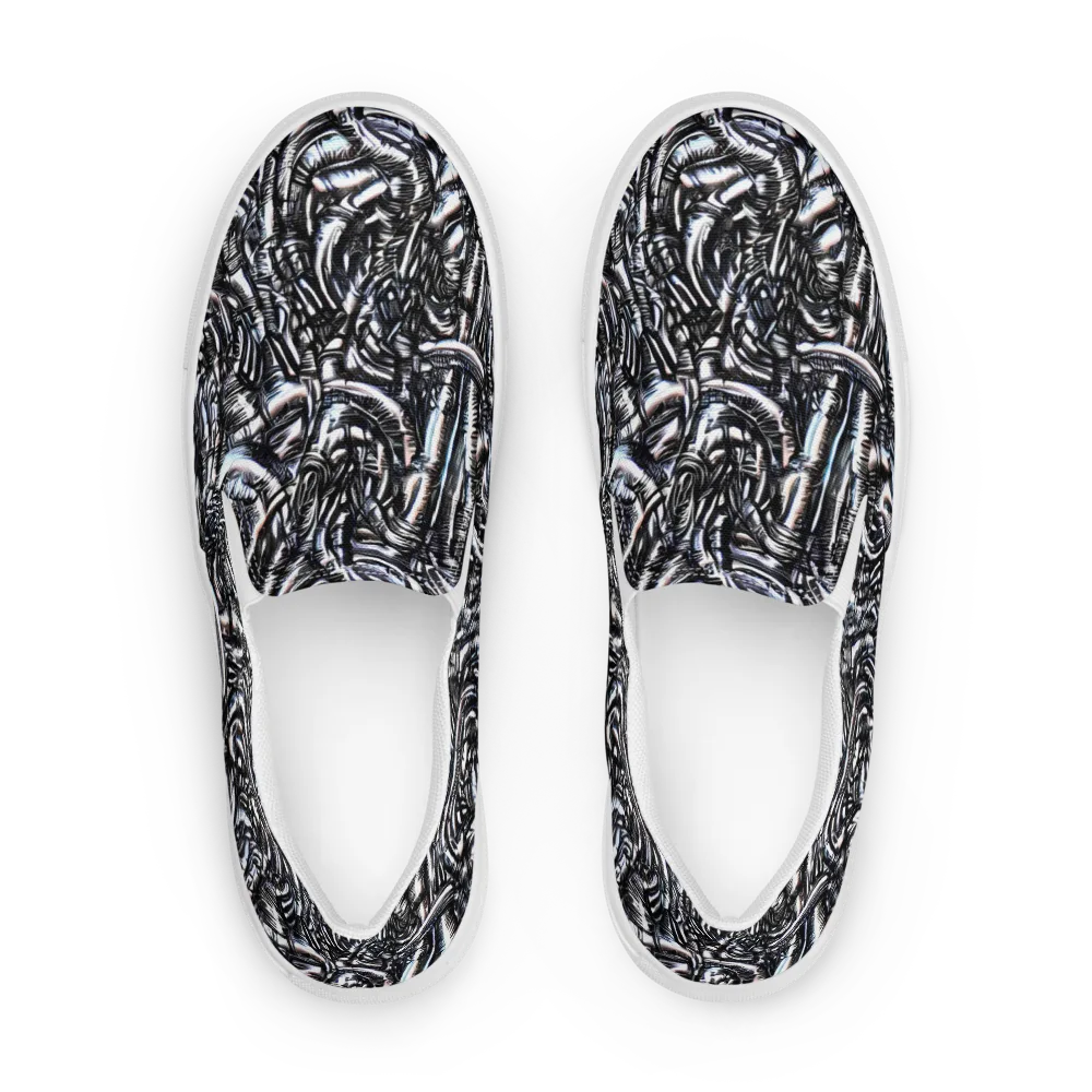 Black Ice Bloom on Men's Slip-On Canvas Shoes — Front