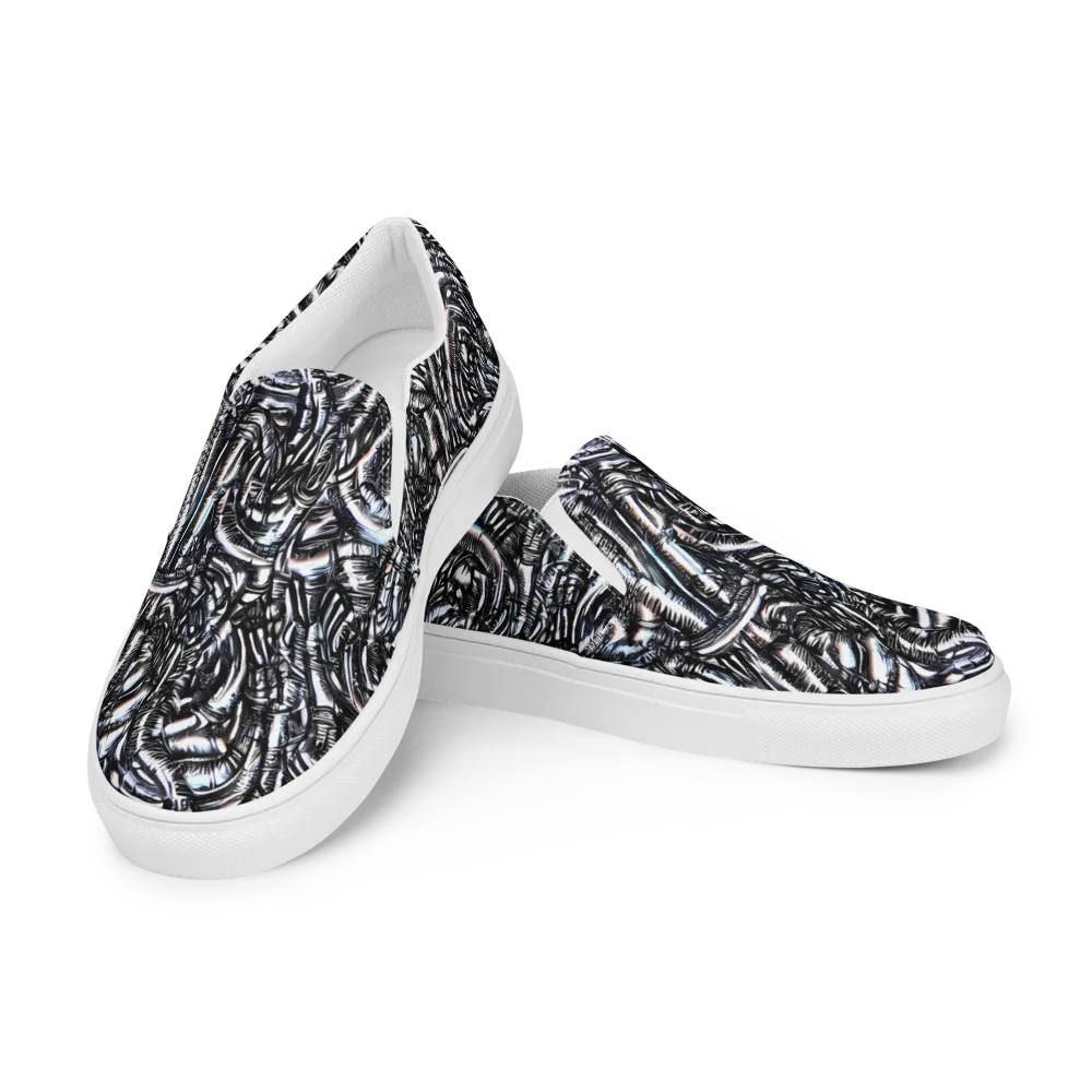 Black Ice Bloom on Men's Slip-On Canvas Shoes — Left Front