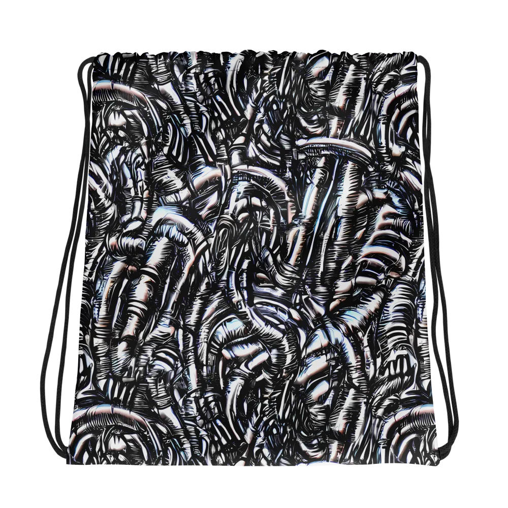 Black Ice Bloom on Drawstring Bag — Photo