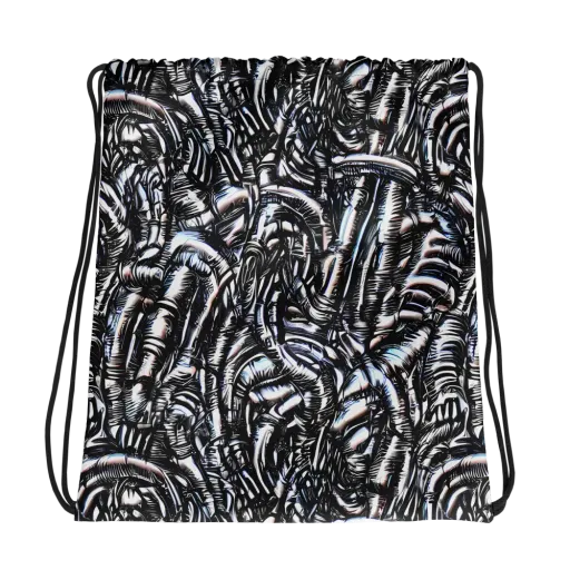 Black Ice Bloom on a Drawstring Bag