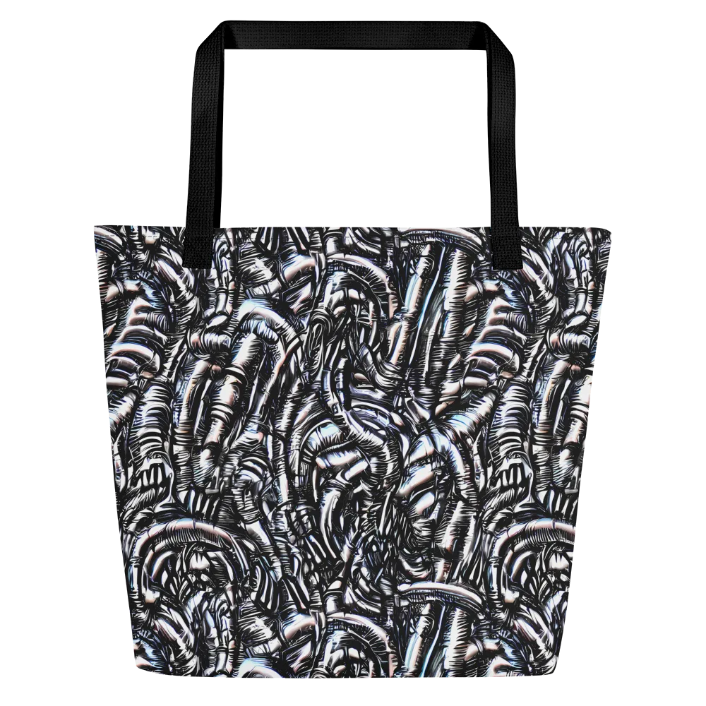 Black Ice Bloom on Large Tote Bag W/ Pocket — Front