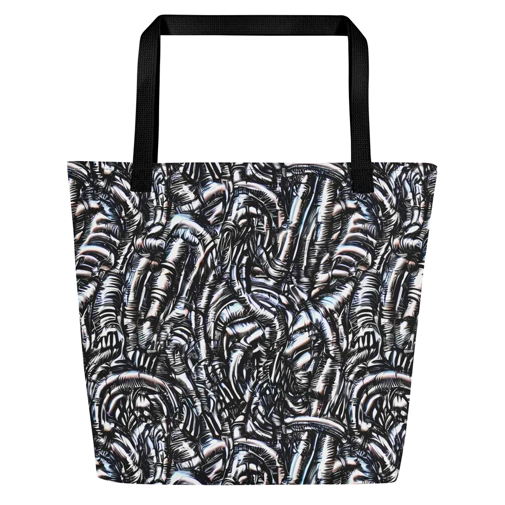Black Ice Bloom on Large Tote Bag W/ Pocket — Front