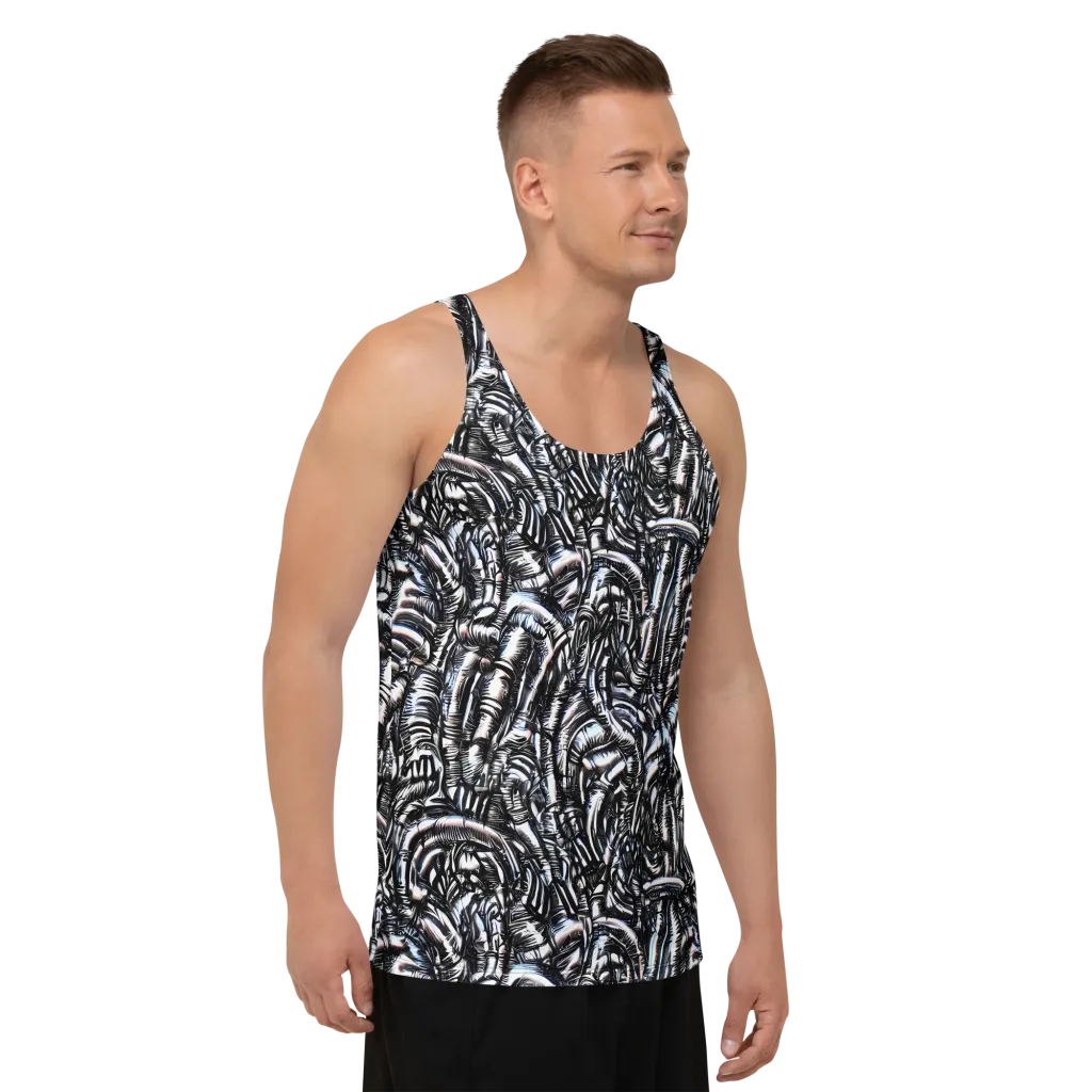 Black Ice Bloom on Men's Tank Top — Right Front