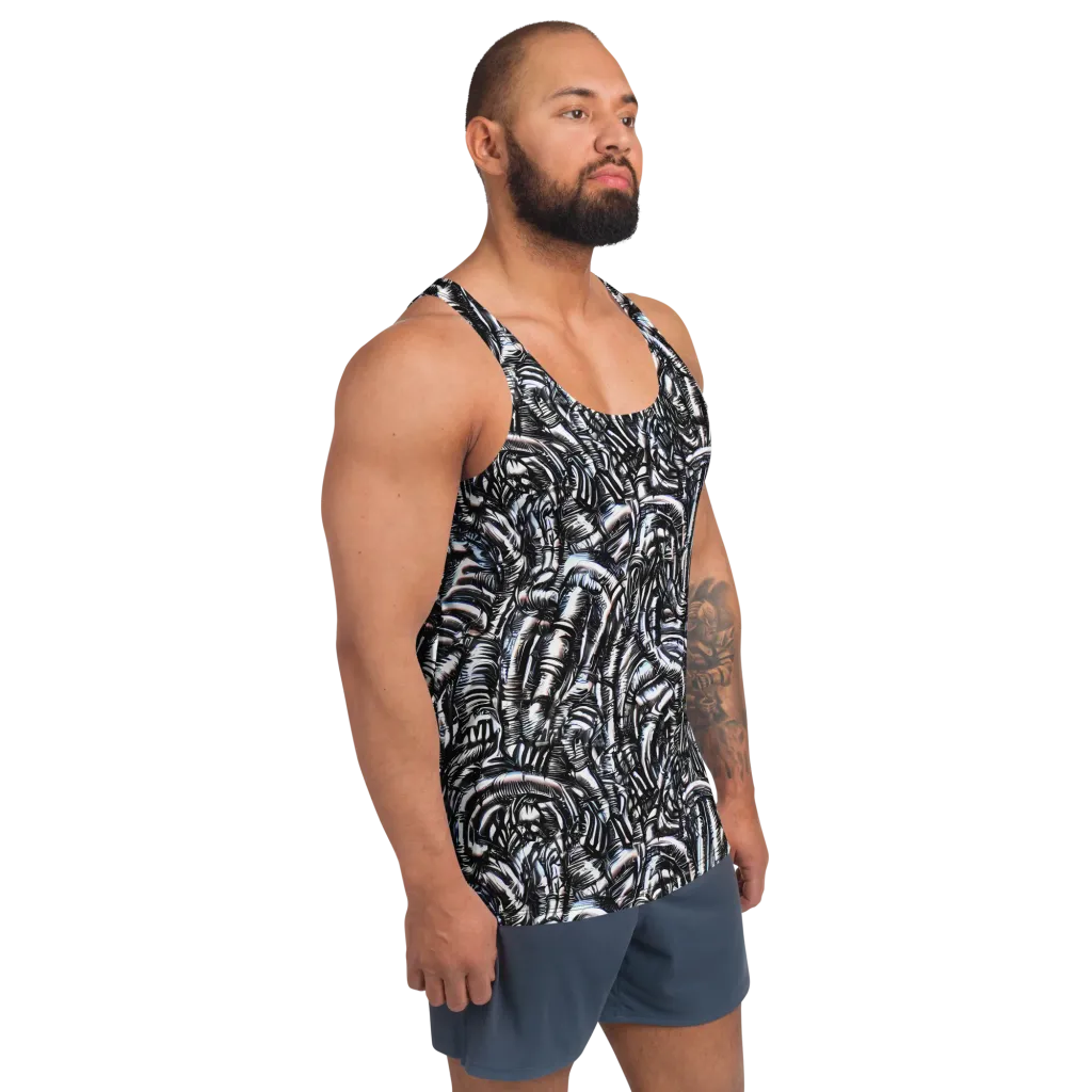 Black Ice Bloom on Men's Tank Top — Right Front