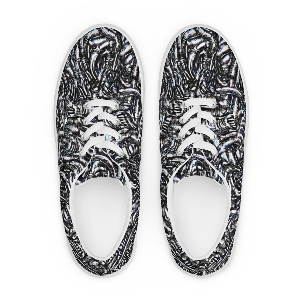 Black Ice Bloom on Men's Lace-Up Canvas Shoes — Front