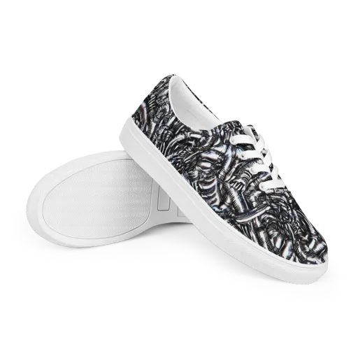 Black Ice Bloom on a Men's Lace-Up Canvas Shoes