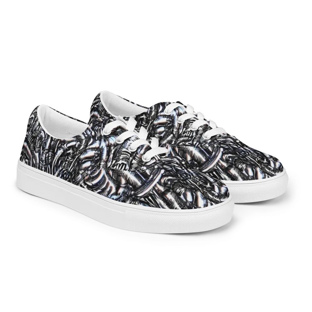 Black Ice Bloom on Men's Lace-Up Canvas Shoes — Right Front