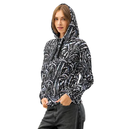 Black Ice Bloom on a Cotton Hoodie