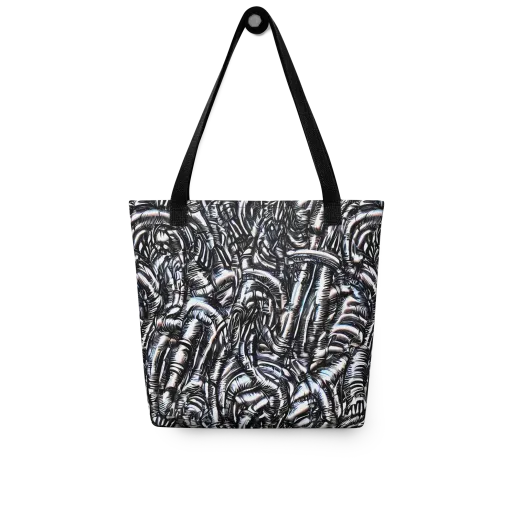 Black Ice Bloom on a Tote Bag