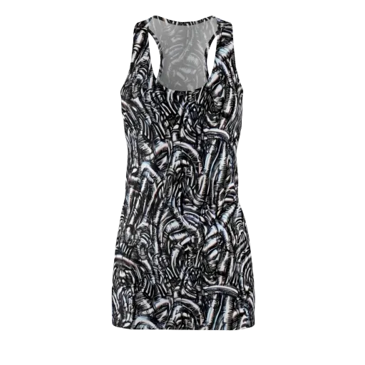 Black Ice Bloom on a Racerback Dress
