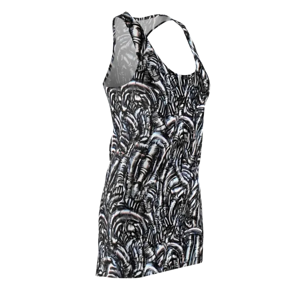 Black Ice Bloom on Racerback Dress — Front Side