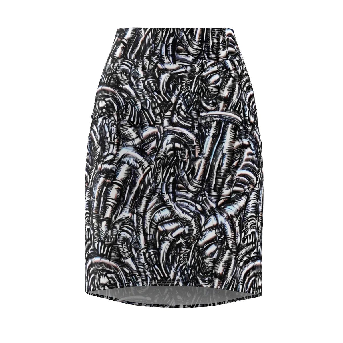 Black Ice Bloom on Pencil Skirt — Front