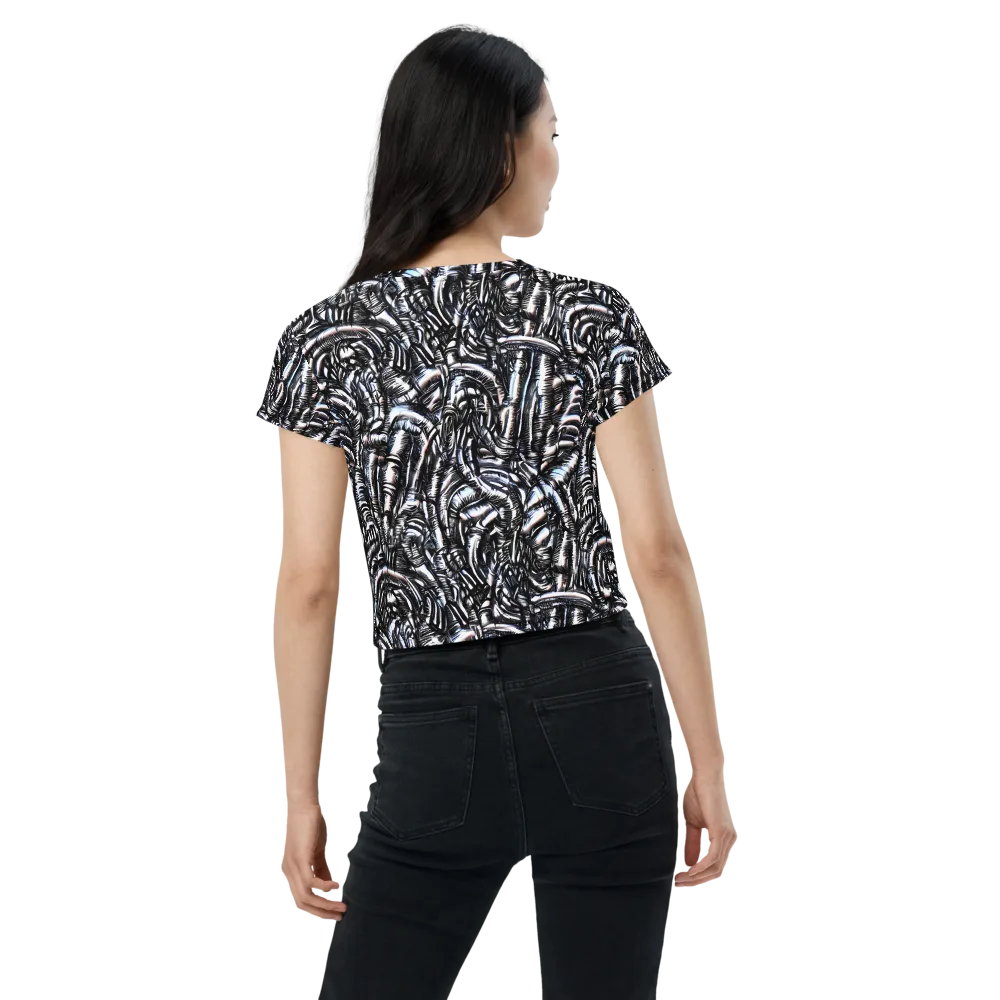 Black Ice Bloom on Crop Tee — Back