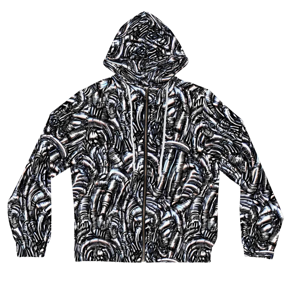 Black Ice Bloom on Women's Full-Zip Hoodie — Front