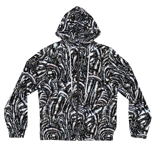 Black Ice Bloom on a Women's Full-Zip Hoodie