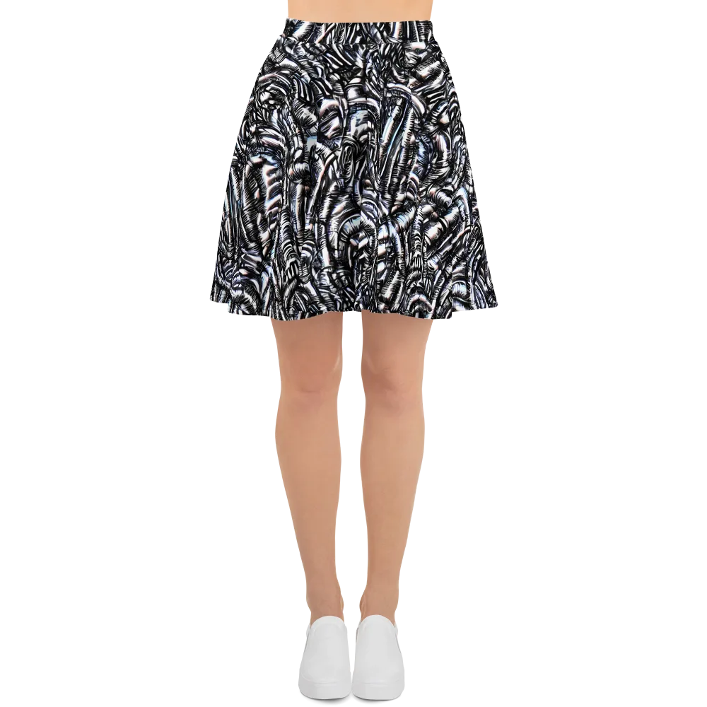 Black Ice Bloom on Skater Skirt — Front