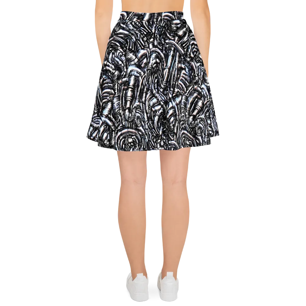 Black Ice Bloom on Skater Skirt — Back