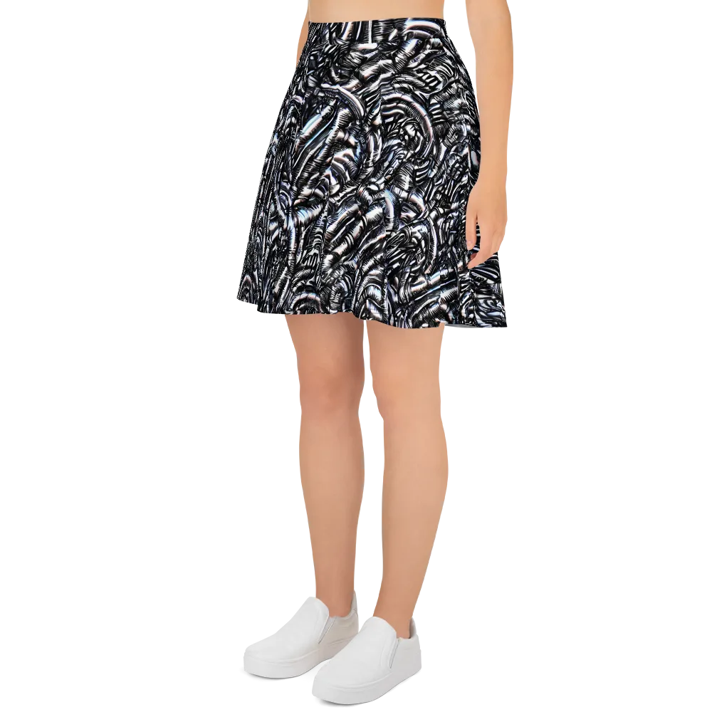 Black Ice Bloom on Skater Skirt — Left