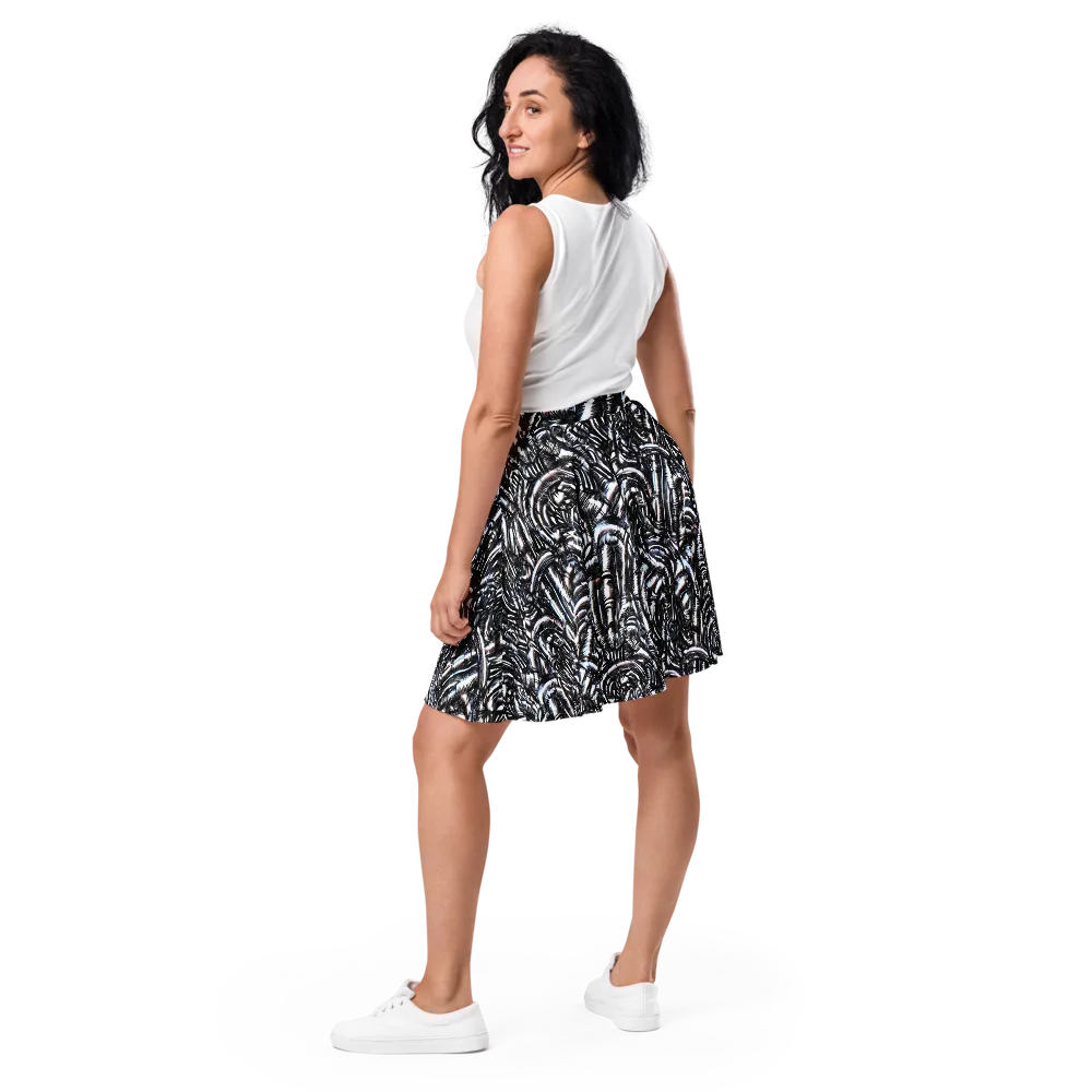 Black Ice Bloom on Skater Skirt — Back