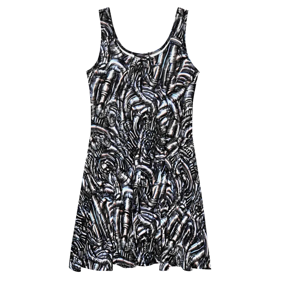 Black Ice Bloom on Skater Dress — Front
