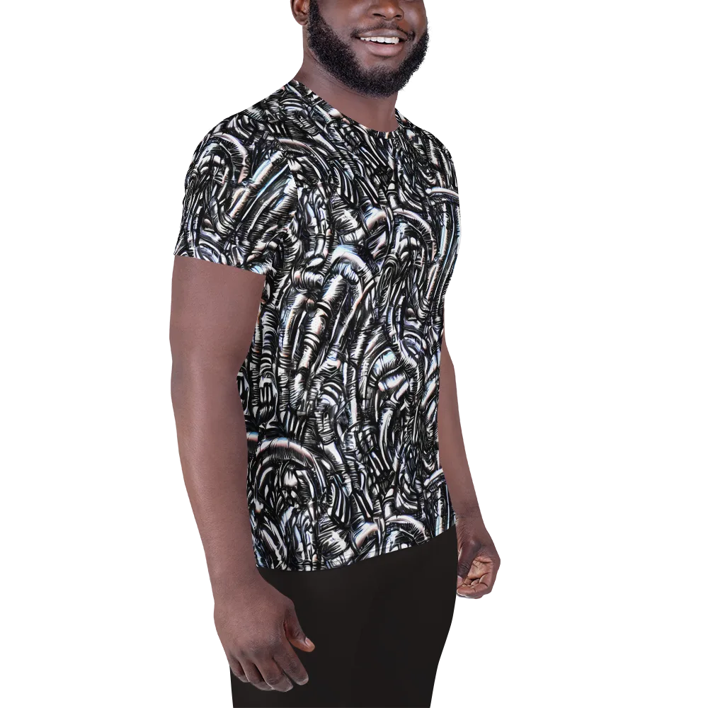 Black Ice Bloom on Men's Athletic T-Shirt — Right