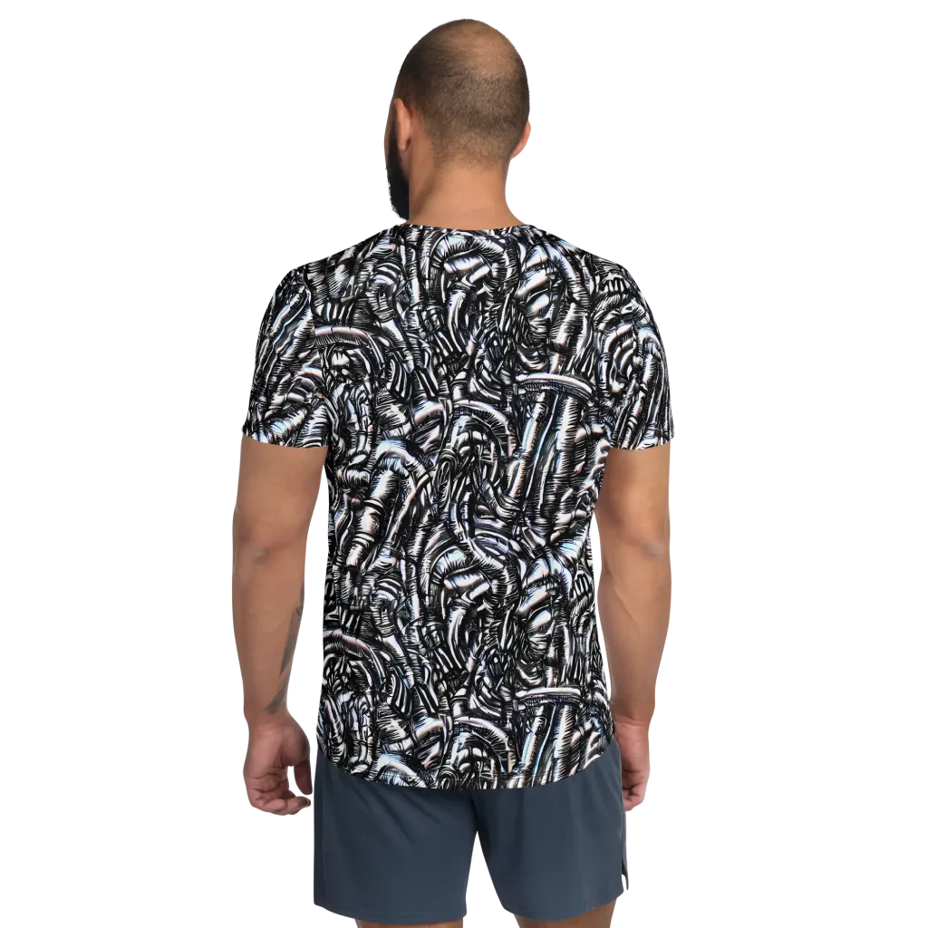 Black Ice Bloom on Men's Athletic T-Shirt — Back