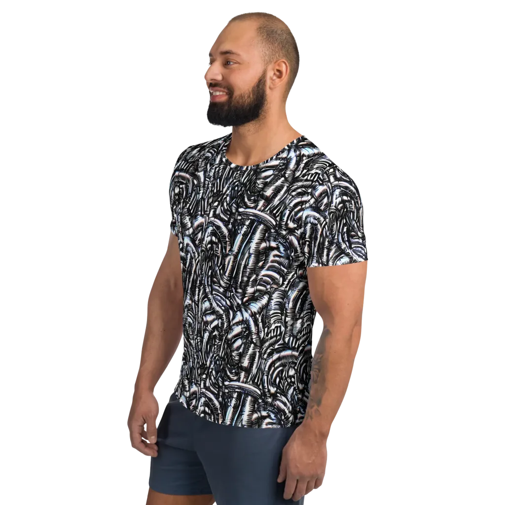 Black Ice Bloom on Men's Athletic T-Shirt — Left