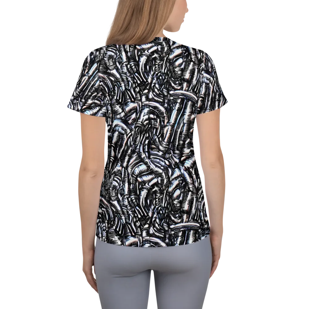 Black Ice Bloom on Women's Athletic T-Shirt — Back