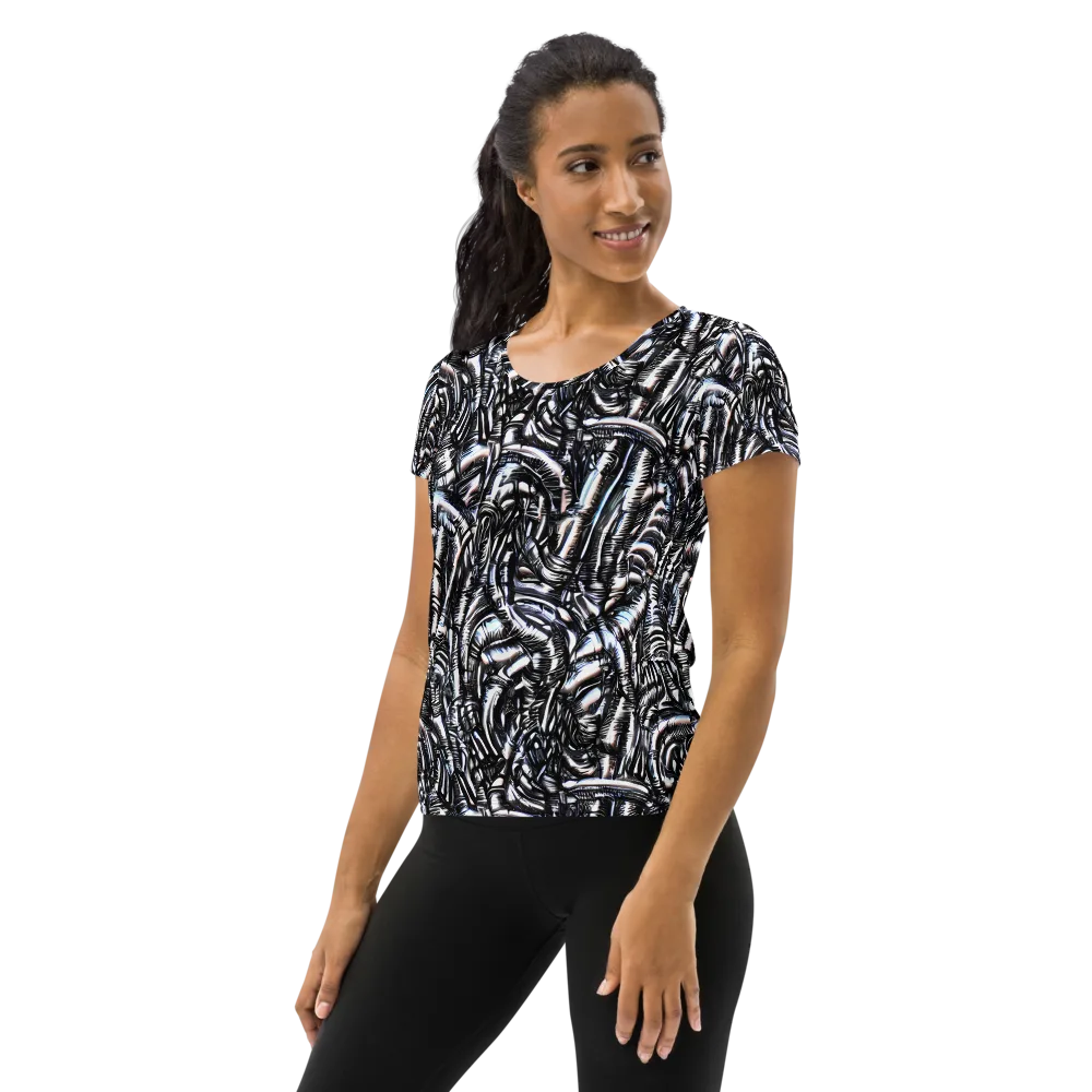 Black Ice Bloom on Women's Athletic T-Shirt — Left