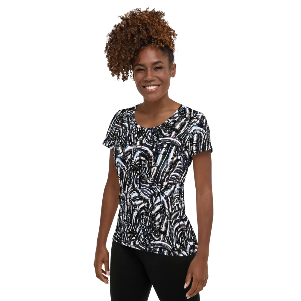 Black Ice Bloom on Women's Athletic T-Shirt — Left