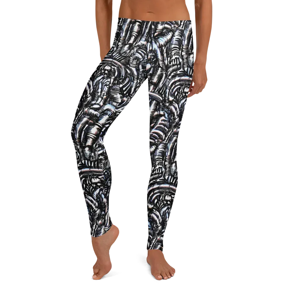 Black Ice Bloom on Leggings — Front