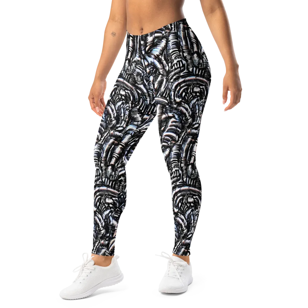 Black Ice Bloom on Leggings — Left Front