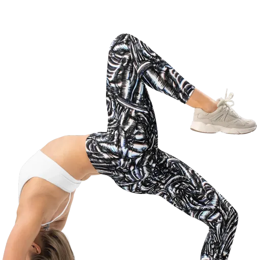 Black Ice Bloom on a Leggings