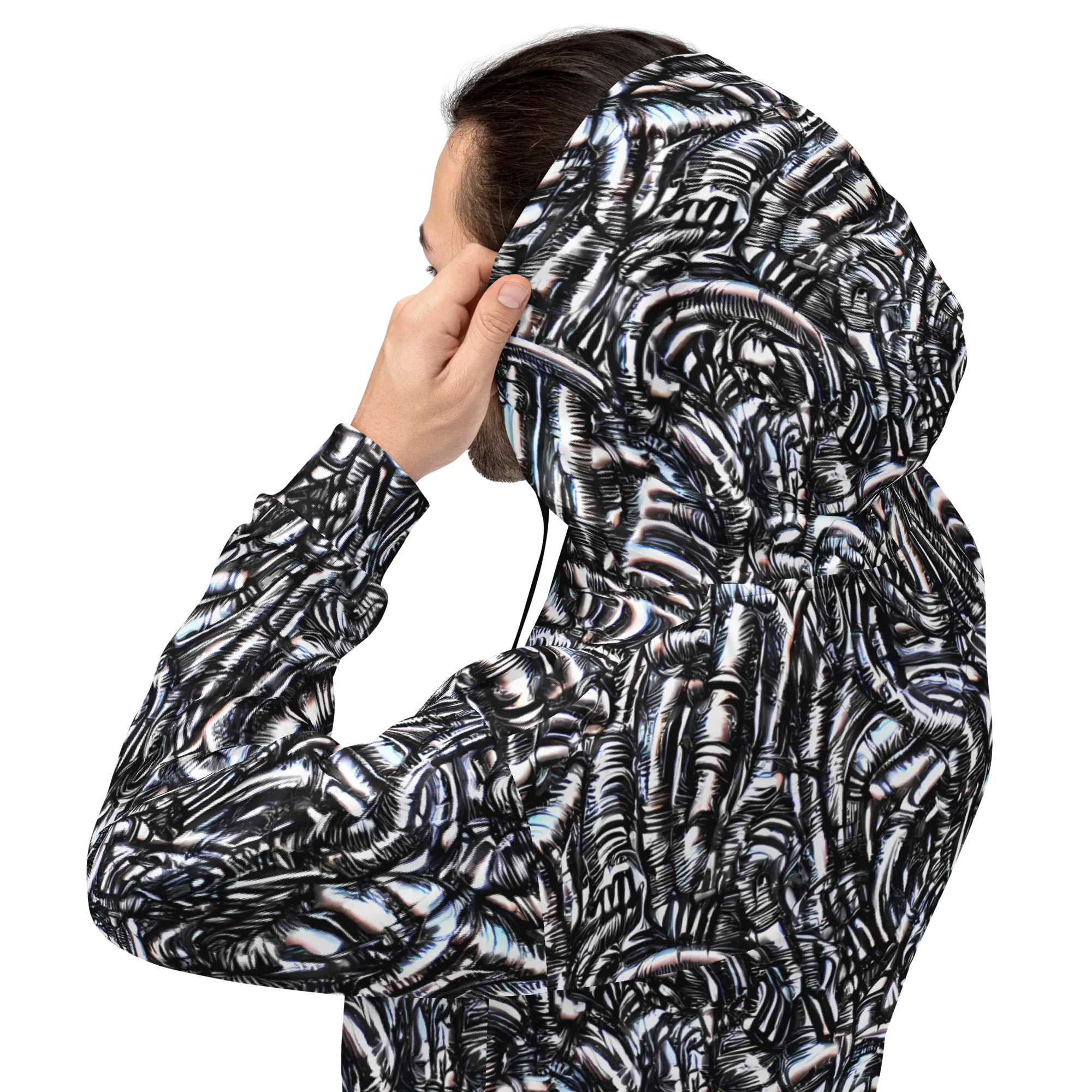 Black Ice Bloom on Hoodie — Back