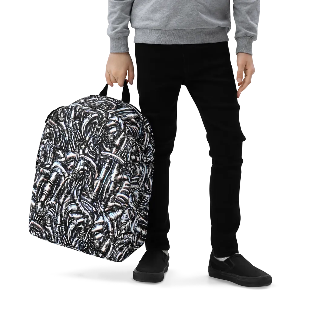 Black Ice Bloom on Minimalist Backpack — Zoomed-in
