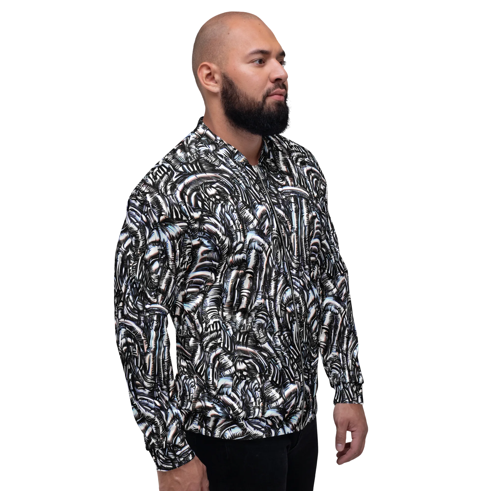 Black Ice Bloom on Bomber Jacket — Right
