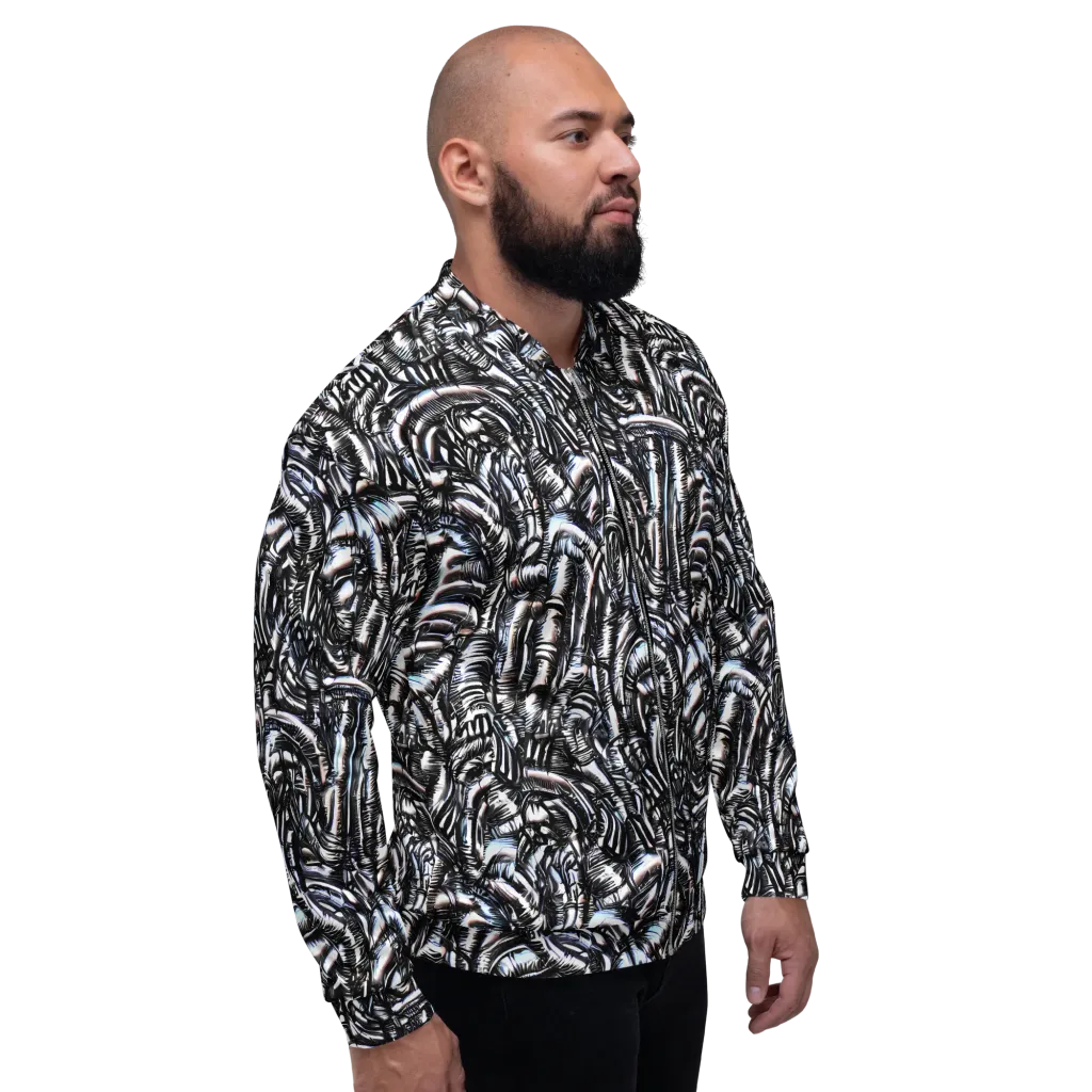 Black Ice Bloom on Bomber Jacket — Right