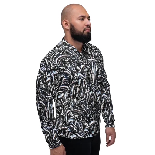 Black Ice Bloom on a Bomber Jacket
