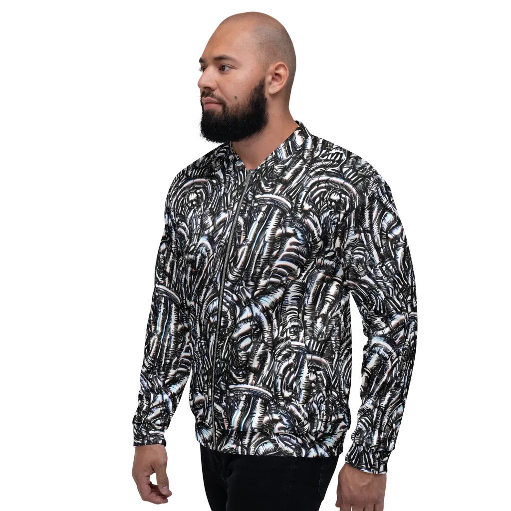 Black Ice Bloom on Bomber Jacket — Left