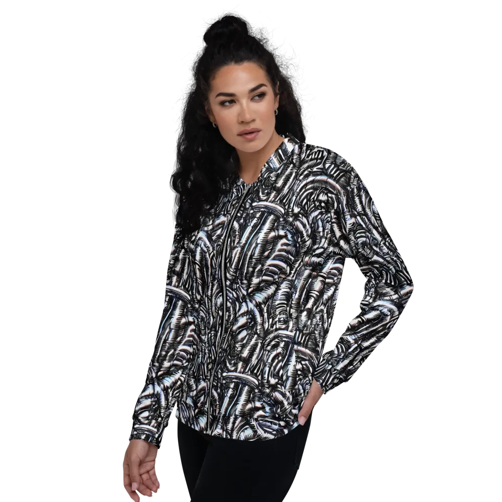 Black Ice Bloom on Bomber Jacket — Left