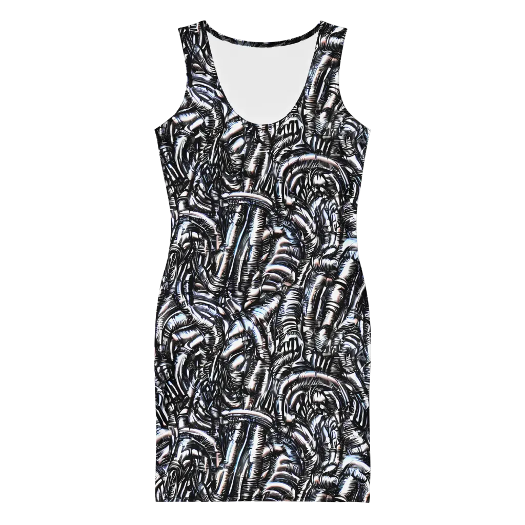 Black Ice Bloom on Bodycon Dress — Front