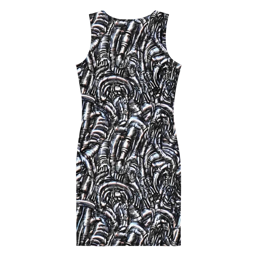 Black Ice Bloom on Bodycon Dress — Back
