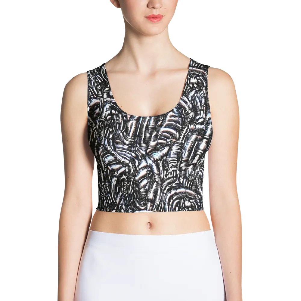 Black Ice Bloom on Crop Top — Front