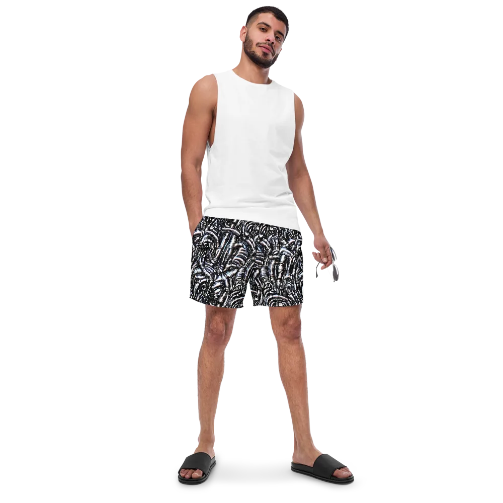 Black Ice Bloom on Swim Trunks — Front