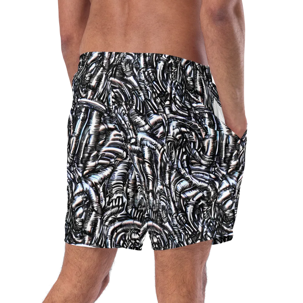 Black Ice Bloom on Swim Trunks — Right Back