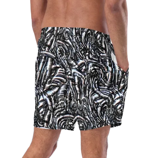 Black Ice Bloom on a Swim Trunks