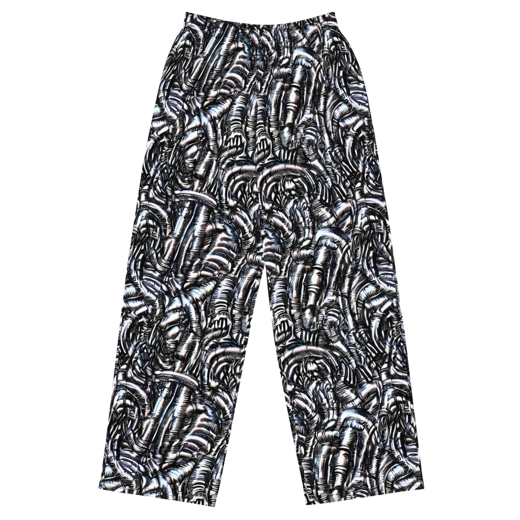 Black Ice Bloom on Wide-Leg Pants — Front