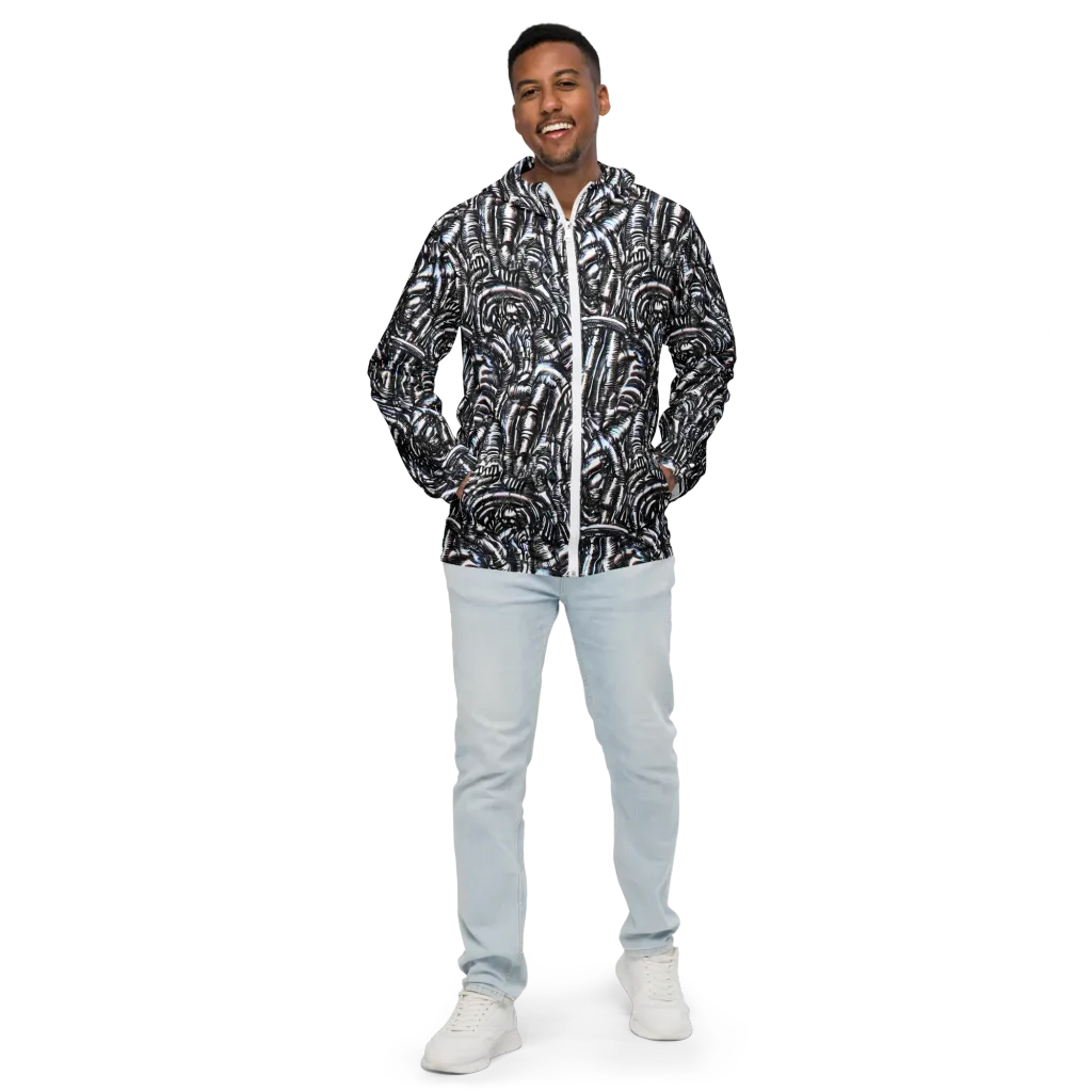 Black Ice Bloom on Men's Windbreaker — Front