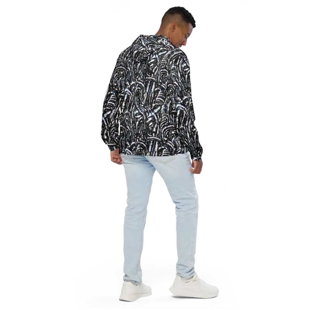 Black Ice Bloom on Men's Windbreaker — Back