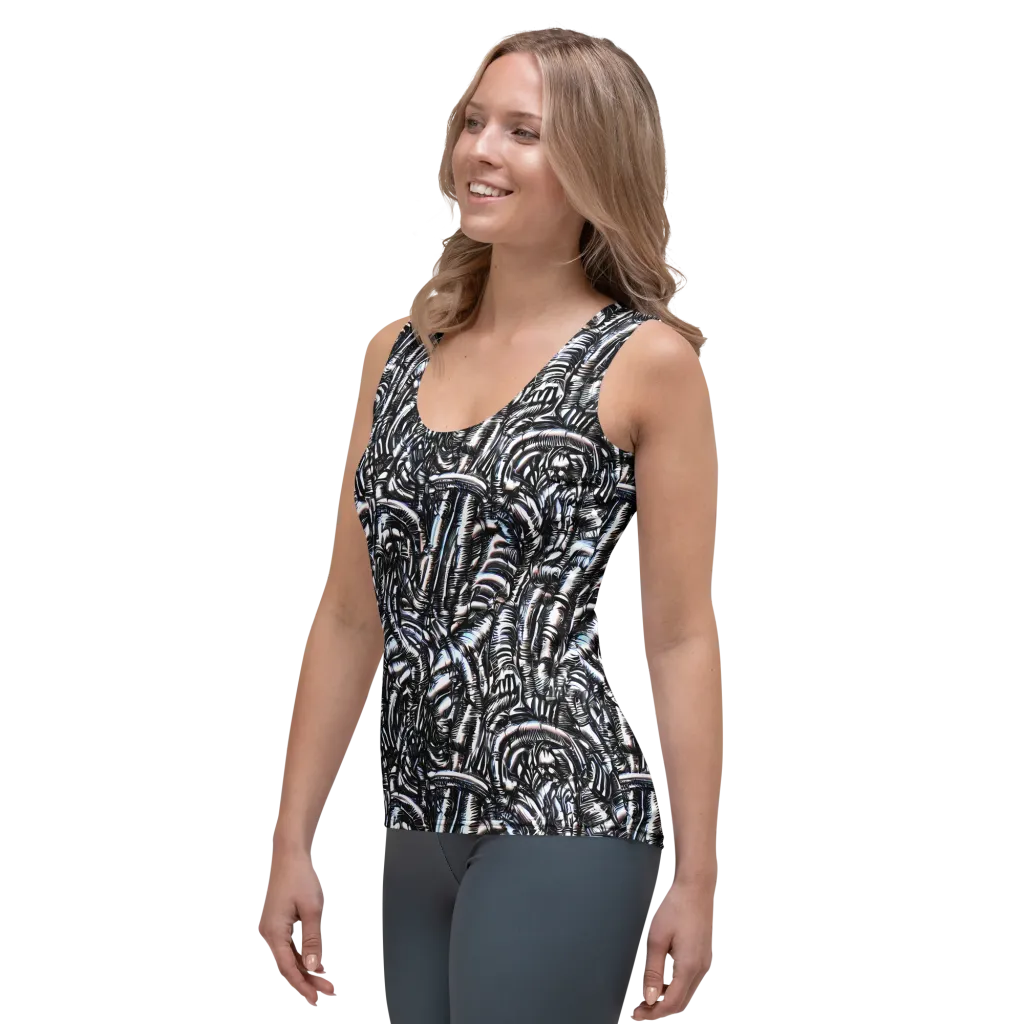 Black Ice Bloom on Women's Tank Top — Left Front